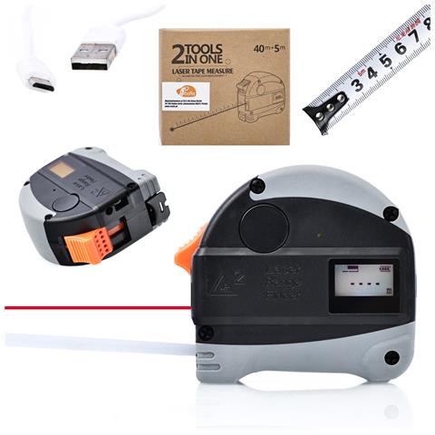 Distanziometro Laser Digitale Con Metro 40m - Precisione 0,001m | Display Digitale, Batteria Li-ion | Misurazioni Professionali - Foto 1