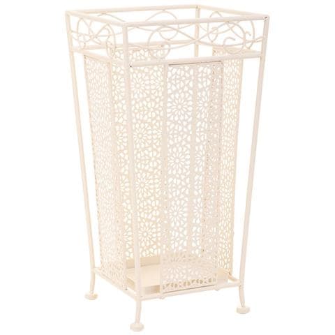 Portaombrelli Quadrato In Ferro Battuto Bianco 24x24x45h Cm - Foto 1