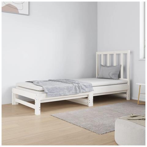 Dormeuse Estraibile Bianca 2x (90x190) cm Legno Massello di Pino - Foto 2