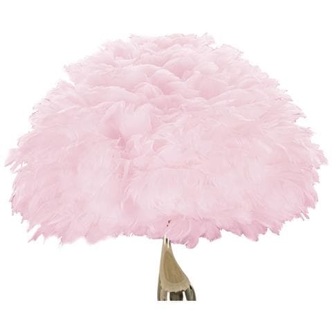 Lampada Da Terra Slim Rosa Con Piume Rosa E Stelo Oro Scultoree - Foto 2
