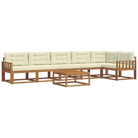 Set di divani da esterno con cuscino 7 pcs Naturale e Crema - Foto 1