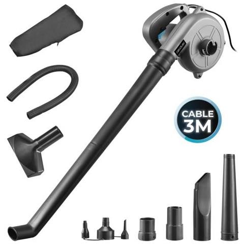 Soffiatore Aspiratore per foglie AirForce 720 - 700W - Cavo da 3 m - Accessori inclusi - Multifunzionale - Velocità fino a 190 km /h - Grigio - Foto 1