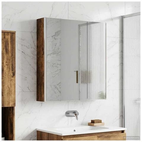 Mobiletto per specchio da bagno Rovere fumé 63,5 x 15,5 x 70 cm - Foto 2