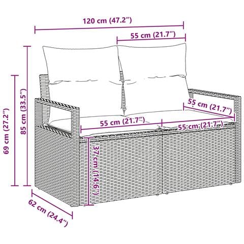 Set di divani 4 pcs Marrone polyrattan - Foto 9