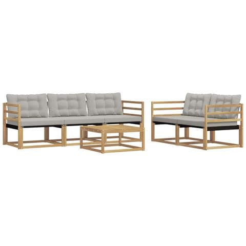 Set di divani da esterno 6 pcs Bianco e Grigio Chiaro - Foto 1