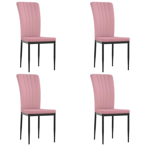 Sedie da Pranzo 4 pz Rosa in Velluto - Foto 1