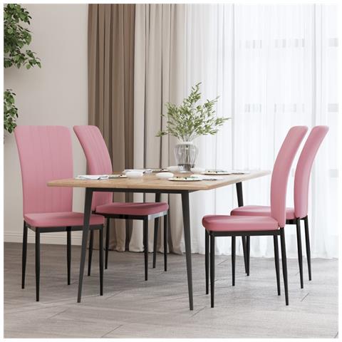 Sedie da Pranzo 4 pz Rosa in Velluto - Foto 2
