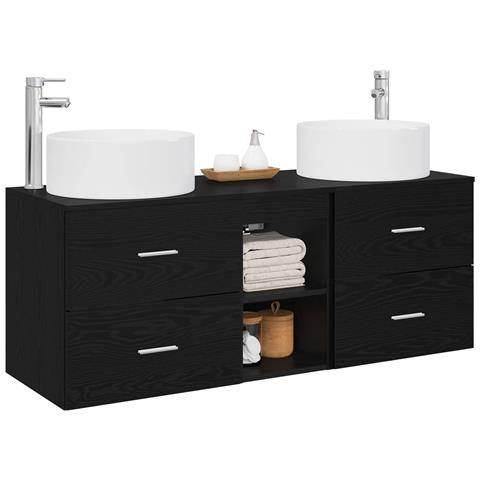Set di mobili per il bagno 3 pz Nero 49,5 x 44,5 x 65,5 cm - Foto 2