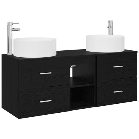 Set di mobili per il bagno 3 pz Nero 49,5 x 44,5 x 65,5 cm - Foto 1