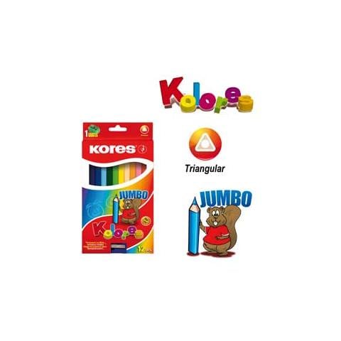 12 pastelli jumbo colorati kolores triangolari c / temperamatite kores - Foto 1