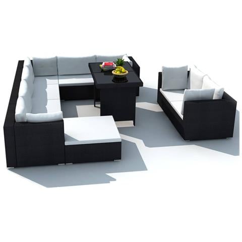 Set 28 Pz Mobili Da Esterno Salone Giardino In Polirattan Nero - Foto 2