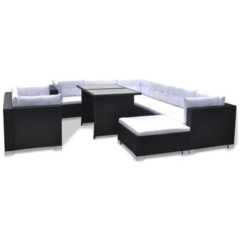 Set 28 Pz Mobili Da Esterno Salone Giardino In Polirattan Nero - Foto 1