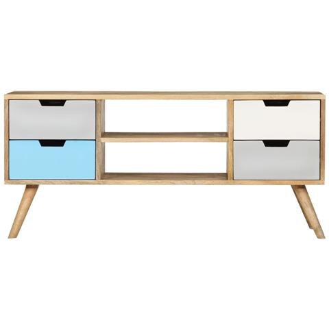 Mobile Porta Tv 110x35x48 Cm Legno Massello Di Mango - Foto 2