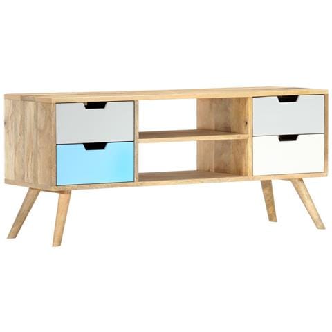 Mobile Porta Tv 110x35x48 Cm Legno Massello Di Mango - Foto 10