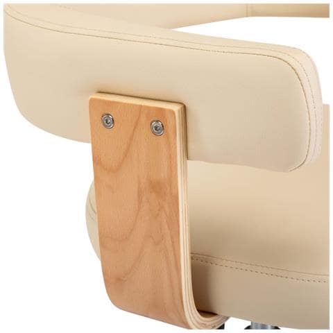 Sedia da Pranzo Girevole Crema in Legno Curvato e Similpelle - Foto 2