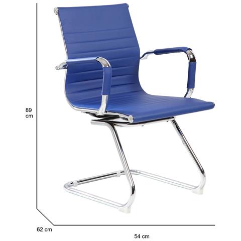 Sedia Artena, Sedute Sala Da Attesa Con Braccioli Per Ufficio, Seduta Ergonomica Da Attesa, 62x54h89 Cm, Blu - Foto 8
