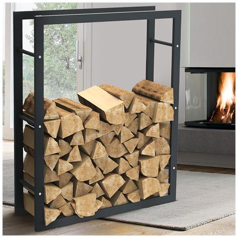 Portalegna Supporto Metallo Porta Legna Interno Legnaia Camino Stufa 100x80x25cm - Foto 1