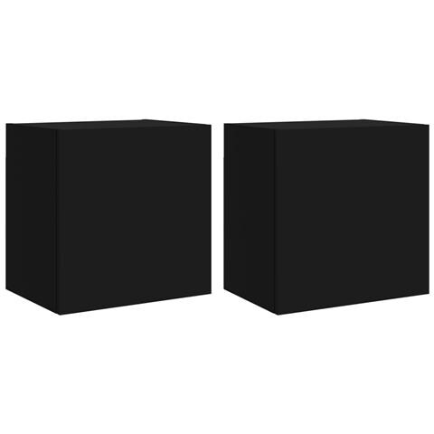 Mobili Tv A Parete 2pz Neri 40,5x30x40 Cm In Legno Multistrato - Foto 2