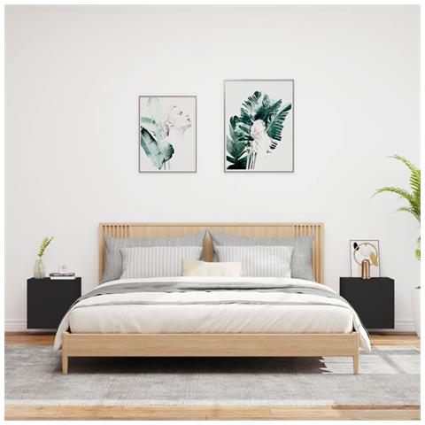 Mobili Tv A Parete 2pz Neri 40,5x30x40 Cm In Legno Multistrato - Foto 3