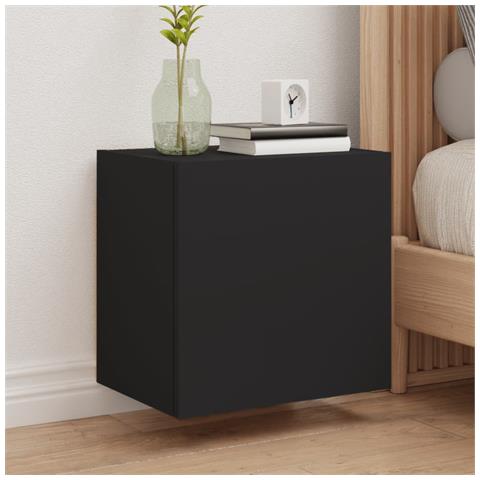 Mobili Tv A Parete 2pz Neri 40,5x30x40 Cm In Legno Multistrato - Foto 1