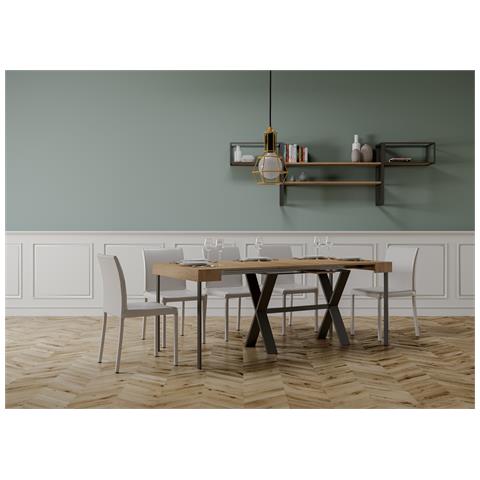 Consolle Allungabile 90x40/196 Cm Xenia Small Telaio Antracite - Quercia Natura - Foto 2