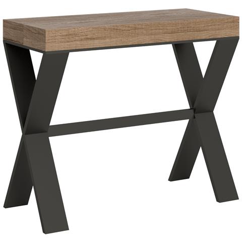 Consolle Allungabile 90x40/196 Cm Xenia Small Telaio Antracite - Quercia Natura - Foto 5