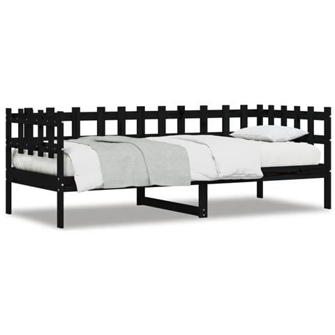 Dormeuse Nera 90x190 Cm In Legno Massello Di Pino - Foto 2