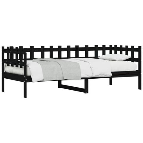 Dormeuse Nera 90x190 Cm In Legno Massello Di Pino - Foto 3