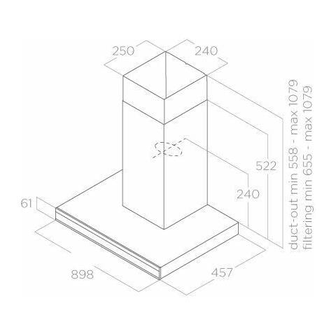 ADELE2-BLK-90 cappa aspirante Cappa aspirante a parete Nero 770 m³ /h A - Foto 4