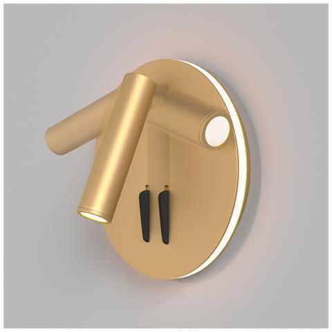 Applique Da Parete Interno Moderno Ios 176 Alluminio Oro Luce Led Integrato 9w - Foto 2