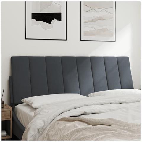 Cuscino Testiera Grigio Scuro 120 Cm In Velluto - Foto 3