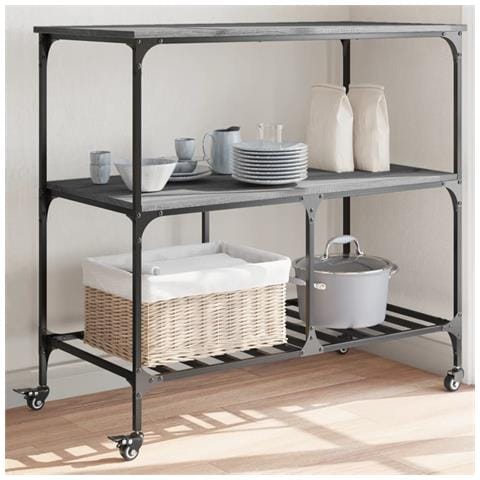 Carrello Cucina Grigio Sonoma 100x50x95 Cm In Legno Multistrato - Foto 1