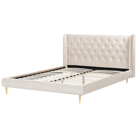 Letto Velluto Forbach 160 X 200 Cm Beige - Foto 8