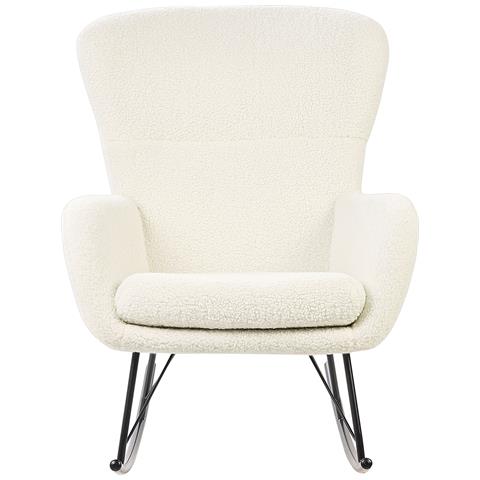 Sedia A Dondolo Bouclé Bianco E Nero Anaset - Foto 2