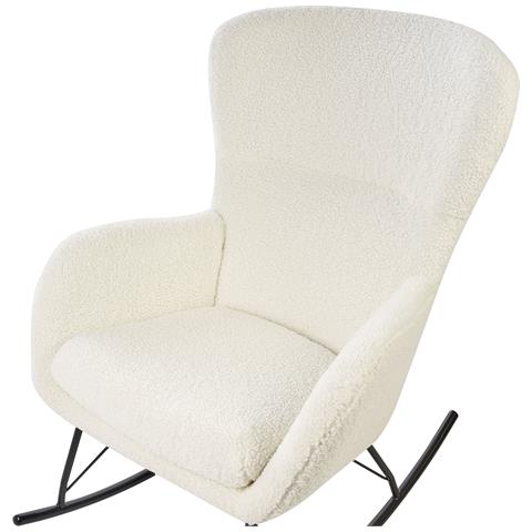 Sedia A Dondolo Bouclé Bianco E Nero Anaset - Foto 8