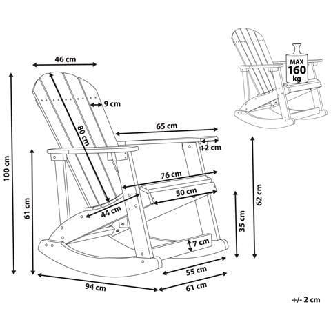 Sedia A Dondolo Grigio Scuro Adirondack - Foto 2