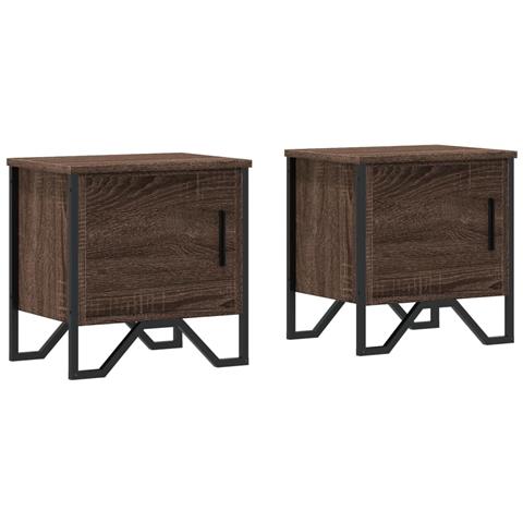 Comodini 2pz Rovere Marrone 40x30x40 Cm In Truciolato - Foto 2