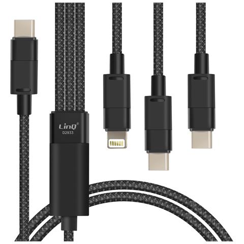 Cavo 60w Da Usb-c A Lightning + 2 Usb-c Ricarica Rapida 1 Metro E 20, Nero - Foto 1