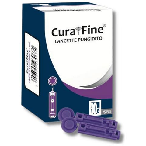25 X Curafine Lancette Pungidito Ultrafini 33g Per Glucometro Misurazione Test - Foto 1