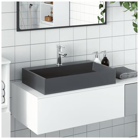 Lavandino 60x38x11 Cm Blocco In Marmo /minerale Antracite - Foto 1
