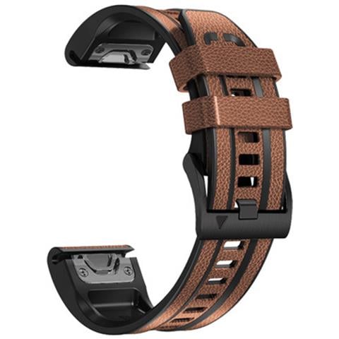 Cinturino Orologio In Vera Pelle Per Garmin Fenix 7 Pro / 7x Brown 22 Mm - Foto 1