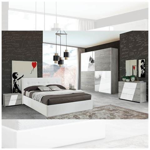 Camera Da Letto Mania Grigio E Bianco Lucido - Foto 1