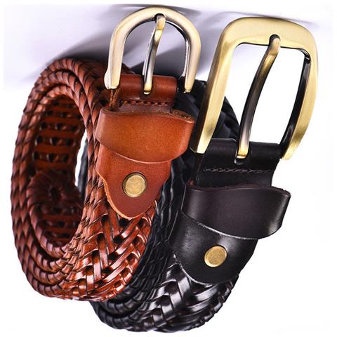 Cinture Intrecciate 3,5 Cm Nero-110 Cm + Cintura Intrecciata 2,5 Cm Marrone-110 Cm - Foto 1