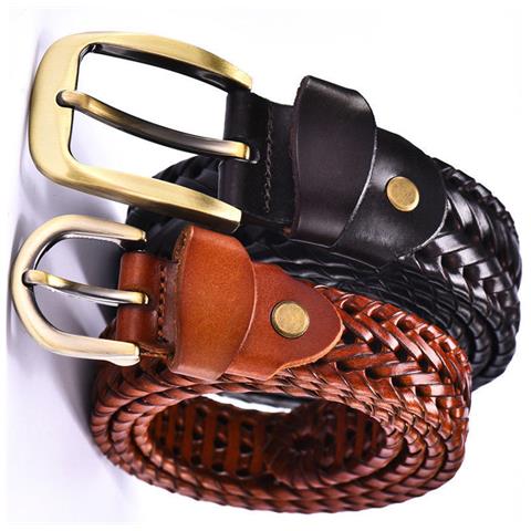 Cinture Intrecciate 3,5 Cm Nero-110 Cm + Cintura Intrecciata 2,5 Cm Marrone-110 Cm - Foto 2