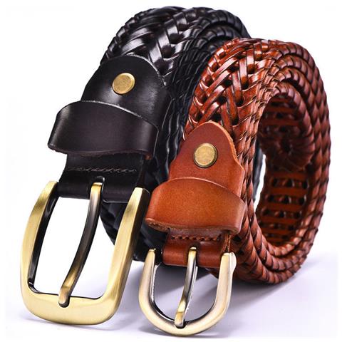Cinture Intrecciate 3,5 Cm Nero-110 Cm + Cintura Intrecciata 2,5 Cm Marrone-110 Cm - Foto 3