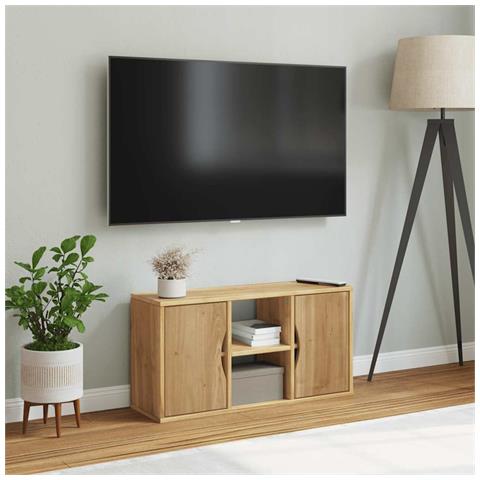 Mobile Porta Tv Odda 79x24x40 Cm In Legno Massello Di Pino - Foto 3