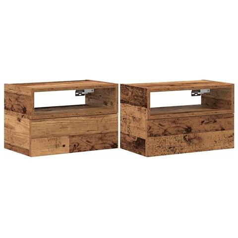 Comodini A Muro 2 Pz Legno Antico 45x26x28,5 Cm - Foto 2