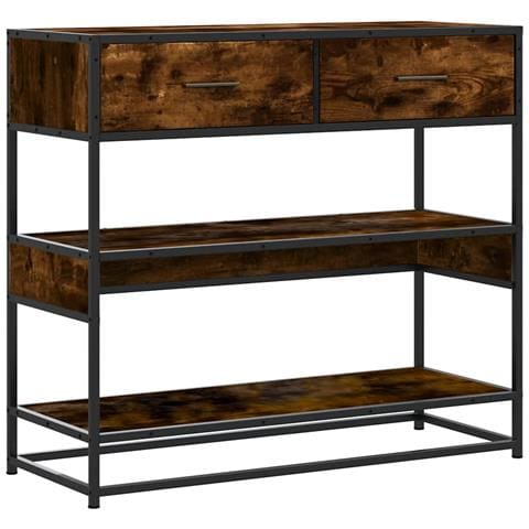 Tavolino Consolle Rovere Fumo 90x35x80 Cm In Legno Multistrato - Foto 2