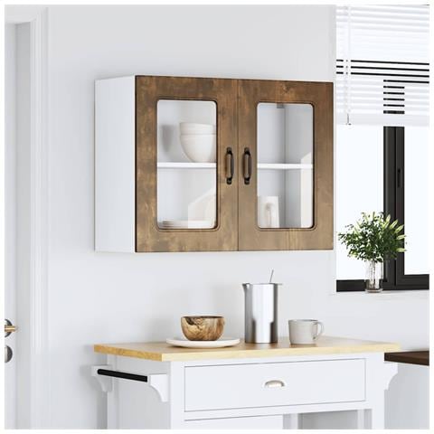 Pensile Da Cucina Con Porta In Vetro Kalmar Rovere Fumo - Foto 3