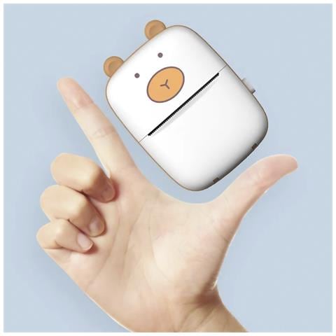 Dam Mini Stampante Termica Portatile Bluetooth, A Forma Di Orso, Compatibile Con Android E Ios. 200 Dpi. 8,5x4,2x11,5 Cm. Colore Bianco - Foto 2